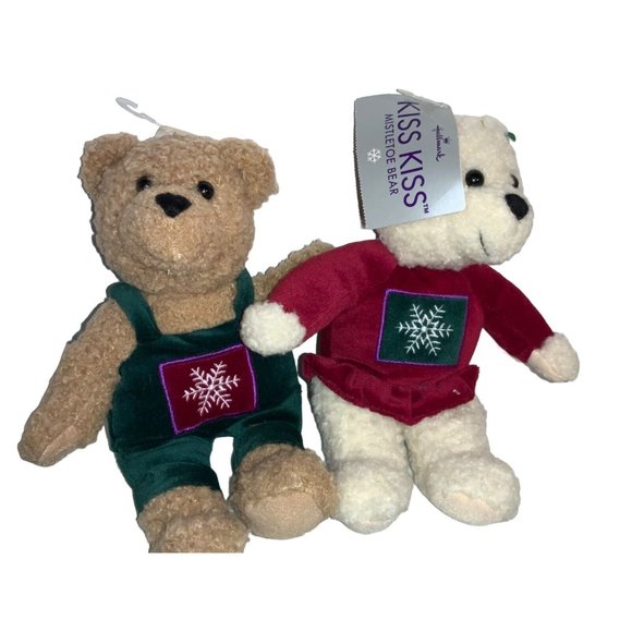 HALLMARK Plush Mistletoe Christmas Kissing Kiss Bears Plush Stuffed Magnetic-new - Picture 2 of 6